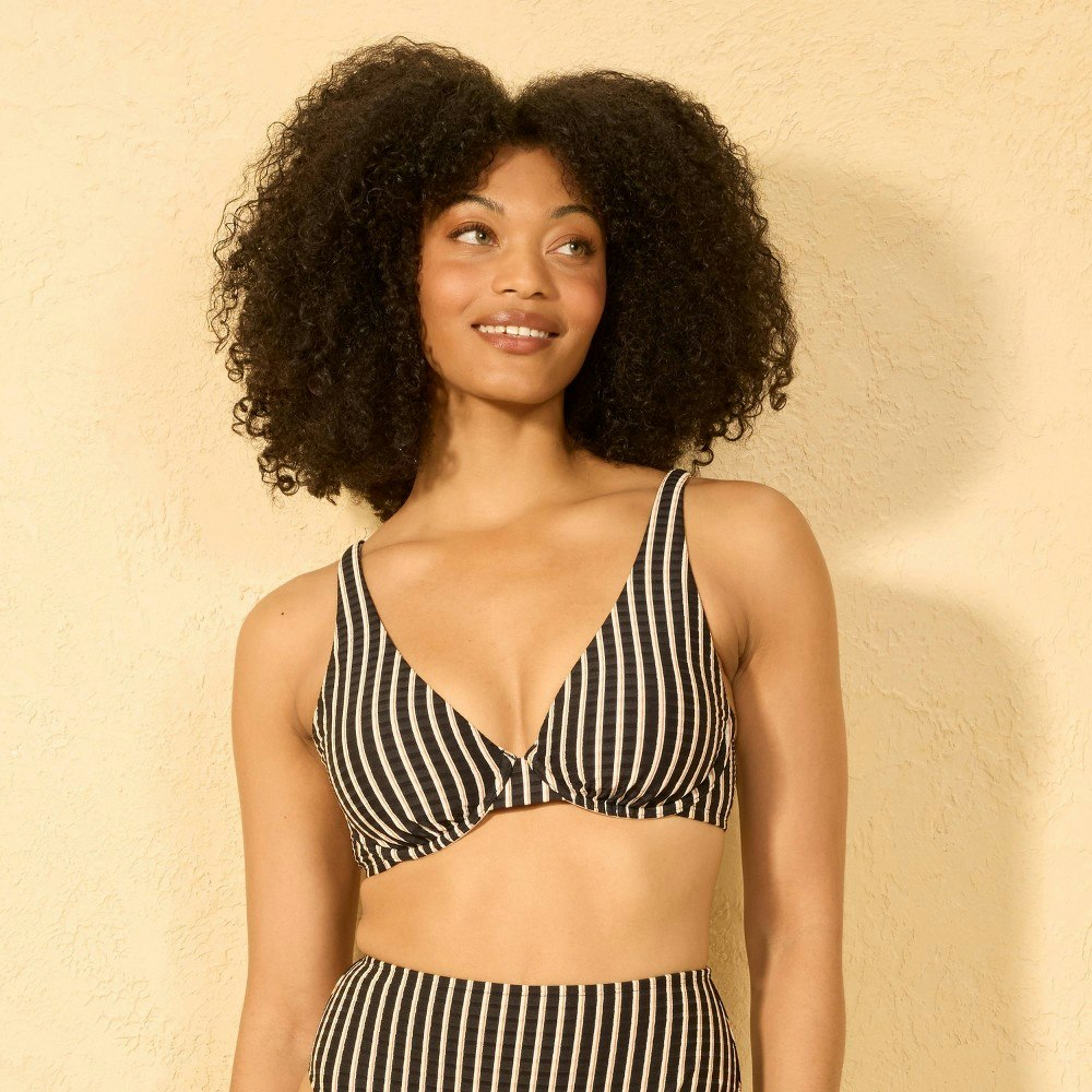 Shade & Shore Women's Striped Ribbed Demi Underwire Bikini Top: $28 Shade & Shore Women's Striped Ribbed Demi Underwire Bikini Top: $28