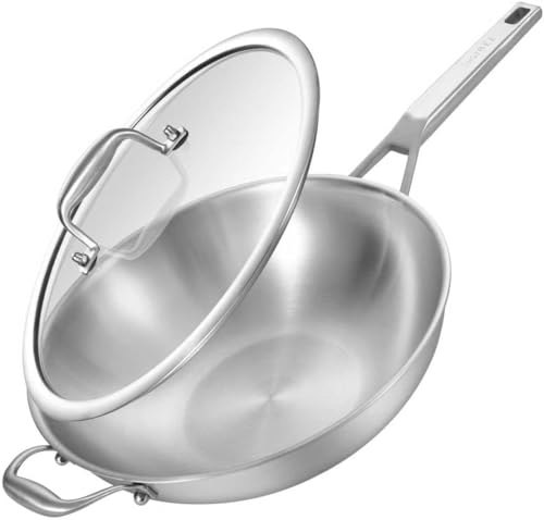 Inqibee 14-Inch Stainless Steel Wok Pan with Lid: $59.49 Inqibee 14-Inch Stainless Steel Wok Pan with Lid: $59.49