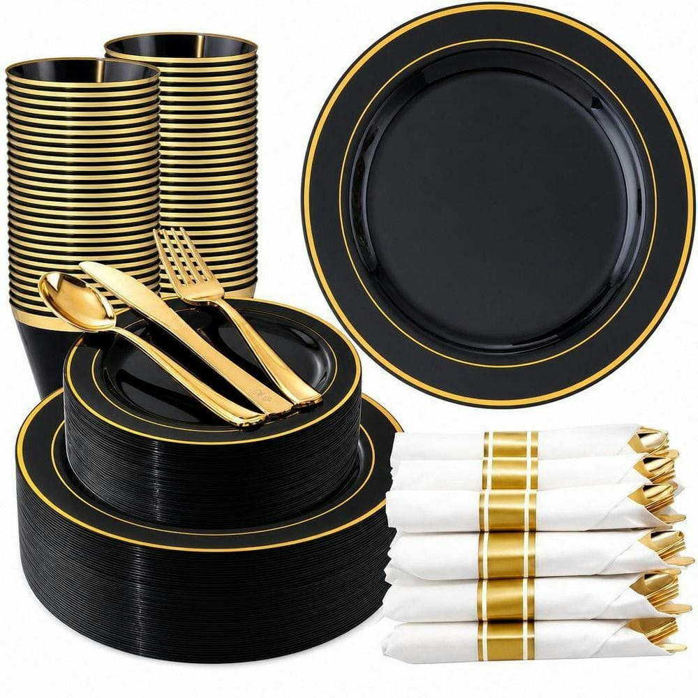 350-Piece Disposable Plastic Dinnerware Set for 50 Guests: $138.69 350-Piece Disposable Plastic Dinnerware Set for 50 Guests: $138.69
