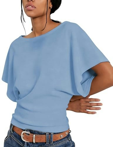 Vimida Women's Boat Neck Batwing Cinched Waist Top: $24.63 Vimida Women's Boat Neck Batwing Cinched Waist Top: $24.63