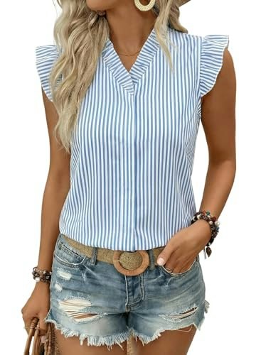 Astylish Women's Chiffon Striped Tank Top: $12.73
