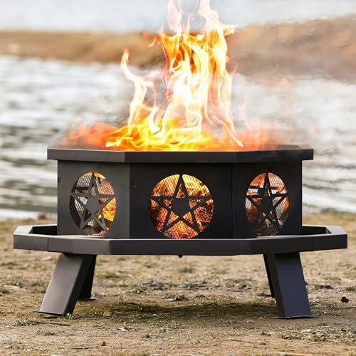 26-Inch Octagonal Steel Wood Burning Fire Pit: $59.49