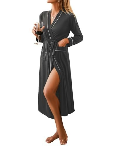Ekouaer Women's Full-Length Knit Bathrobe: $19.99 Ekouaer Women's Full-Length Knit Bathrobe: $19.99