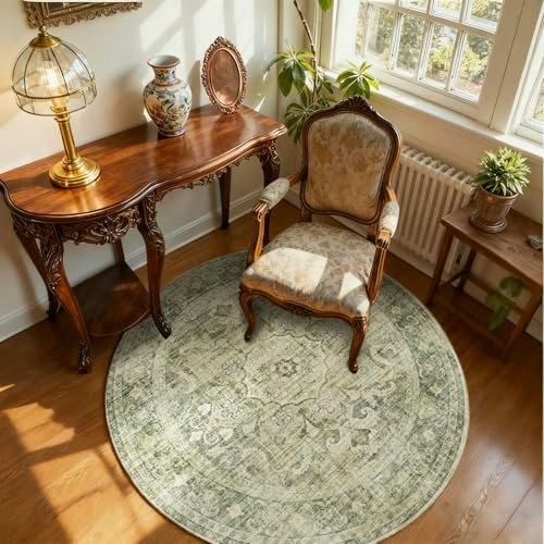 4-Foot Round Washable Area Rug: $45.99 4-Foot Round Washable Area Rug: $45.99