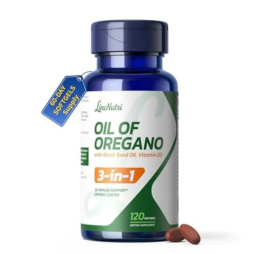 LincNutri Oil of Oregano with Black Seed Oil and Vitamin D3 120-Softgel Bottle: $7.99