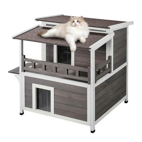 Vevor 2-Story Weatherproof Wooden Outdoor Cat House: $142.90