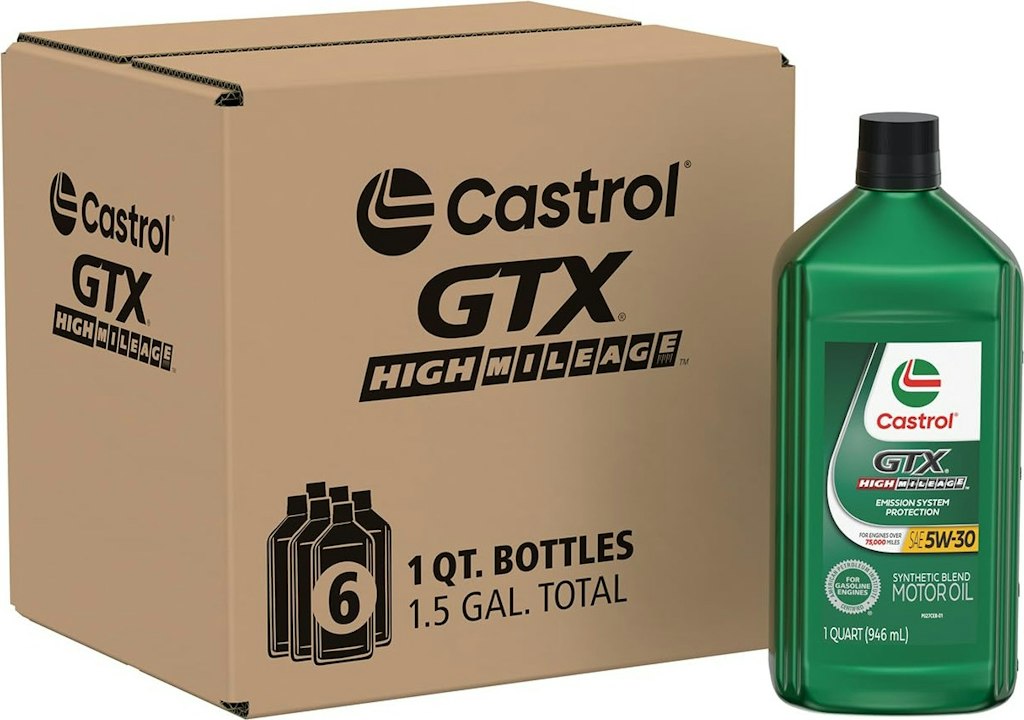 Castrol GTX High Mileage 5W-30 Synthetic Blend Motor Oil 6-Quart Pack: $23 via Sub. & Save