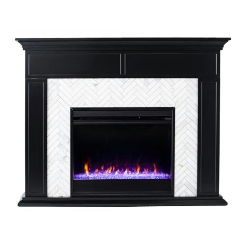 SEI Furniture Torlington Color Changing Marble Tiled Fireplace: $561.14