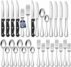 24-Piece Stainless Steel Silverware Set for 4 for $18 + free shipping w/ Prime