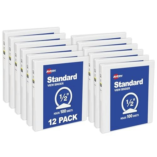 Avery Standard View 0.5-inch 3-Ring Binder 12-Pack: $29.99 Avery Standard View 0.5-inch 3-Ring Binder 12-Pack: $29.99