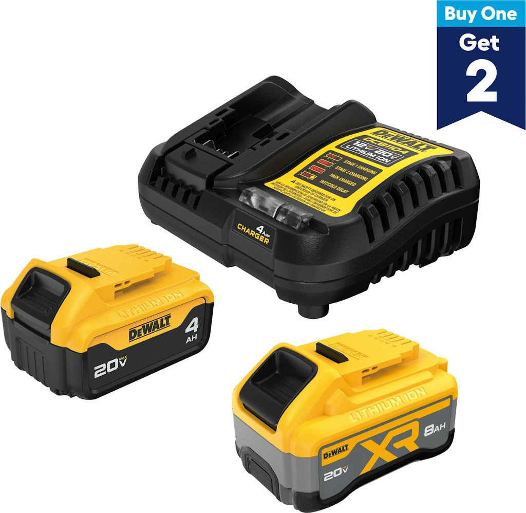 DeWalt 20V Max XR 8Ah & 4Ah Battery & Charger Starter Kit: $299 + 2 free tools worth up to $249 DeWalt 20V Max XR 8Ah & 4Ah Battery & Charger Starter Kit: $299 + 2 free tools worth up to $249