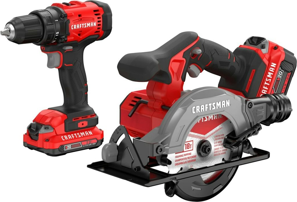 Craftsman 20V Drill/Driver and Circular Saw Power Tool Combo Kit w/ Soft Case, 2 Batteries, & Charger: $179 + 2 free tools worth up to $109 each Craftsman 20V Drill/Driver and Circular Saw Power Tool Combo Kit w/ Soft Case, 2 Batteries, & Charger: $179 + 2 free tools worth up to $109 each