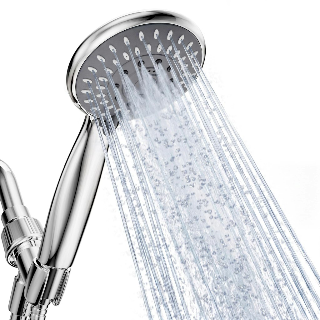 MakeFit 5-Setting Handheld Shower Head w/ 59" Stainless Steel Hose: $17