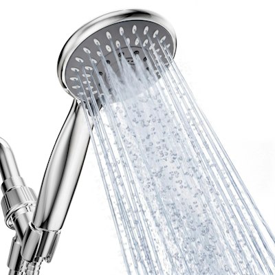 MakeFit 5-Setting Handheld Shower Head w/ 59" Stainless Steel Hose for $17 + free shipping w/ Prime
