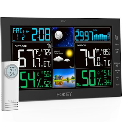 Wireless Indoor Outdoor Weather Station w/ Atomic Clock for $33 + free w/ Prime