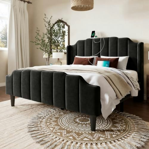 Allewie Vintage Full Size Velvet Platform Bed Frame: $159.95 Allewie Vintage Full Size Velvet Platform Bed Frame: $159.95