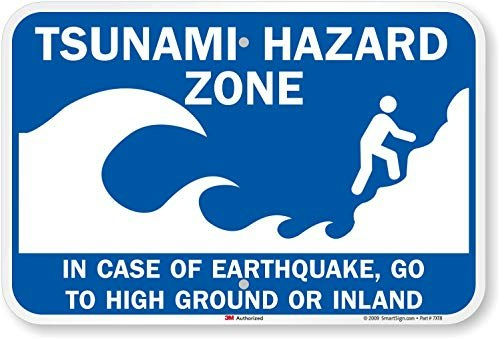 12" x 18" Tsunami Hazard Zone Sign: $16.33