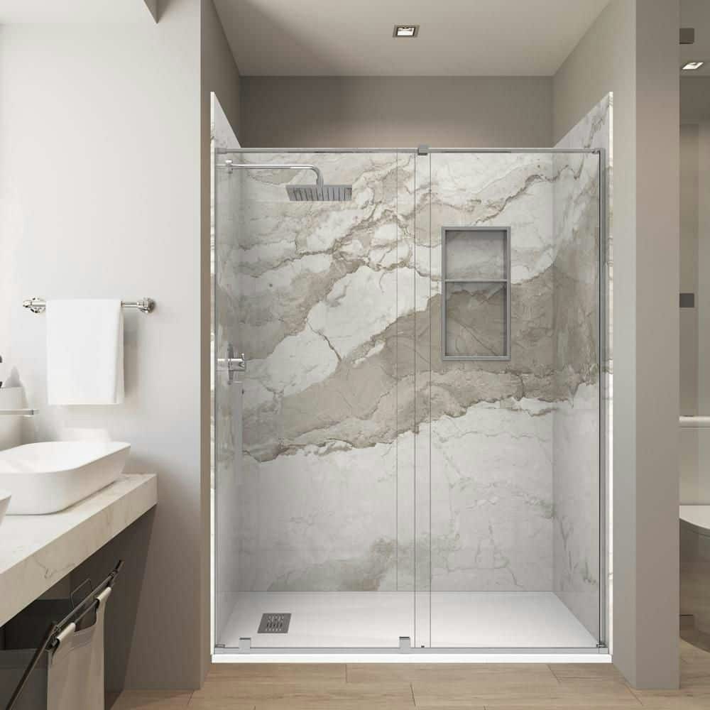 36" x 60" x 84" Composite Stone Alcove Shower Wall and Base Kit: $3,099 36" x 60" x 84" Composite Stone Alcove Shower Wall and Base Kit: $3,099