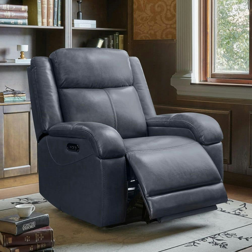 Auberon Navy Leather Power Recliner Chair: $859.99 Auberon Navy Leather Power Recliner Chair: $859.99