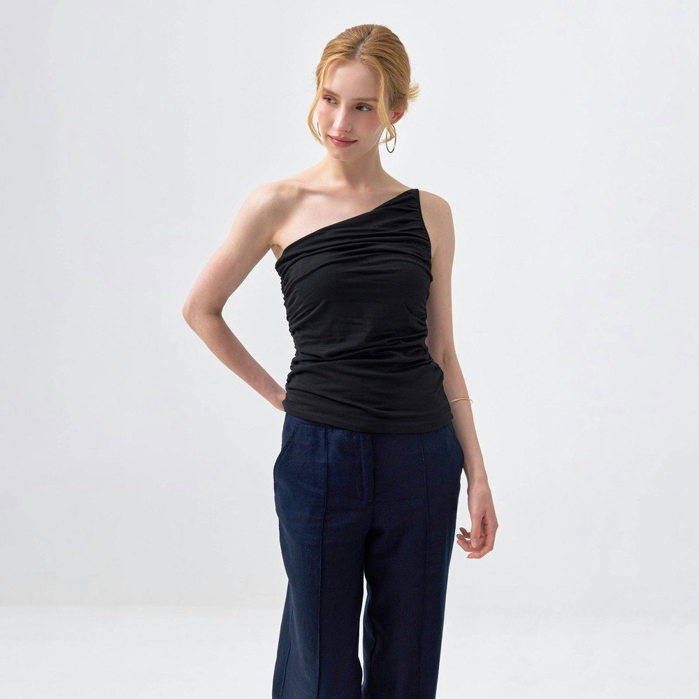 A New Day Women's One Shoulder Ruched Tank Top: $25