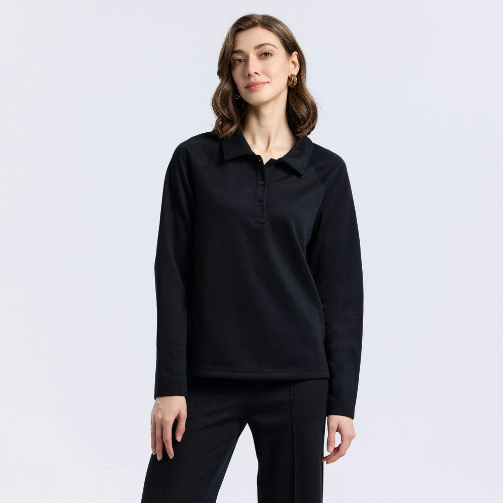 A New Day Women's Long Sleeve Raglan Pique Polo Shirt: $42 A New Day Women's Long Sleeve Raglan Pique Polo Shirt: $42