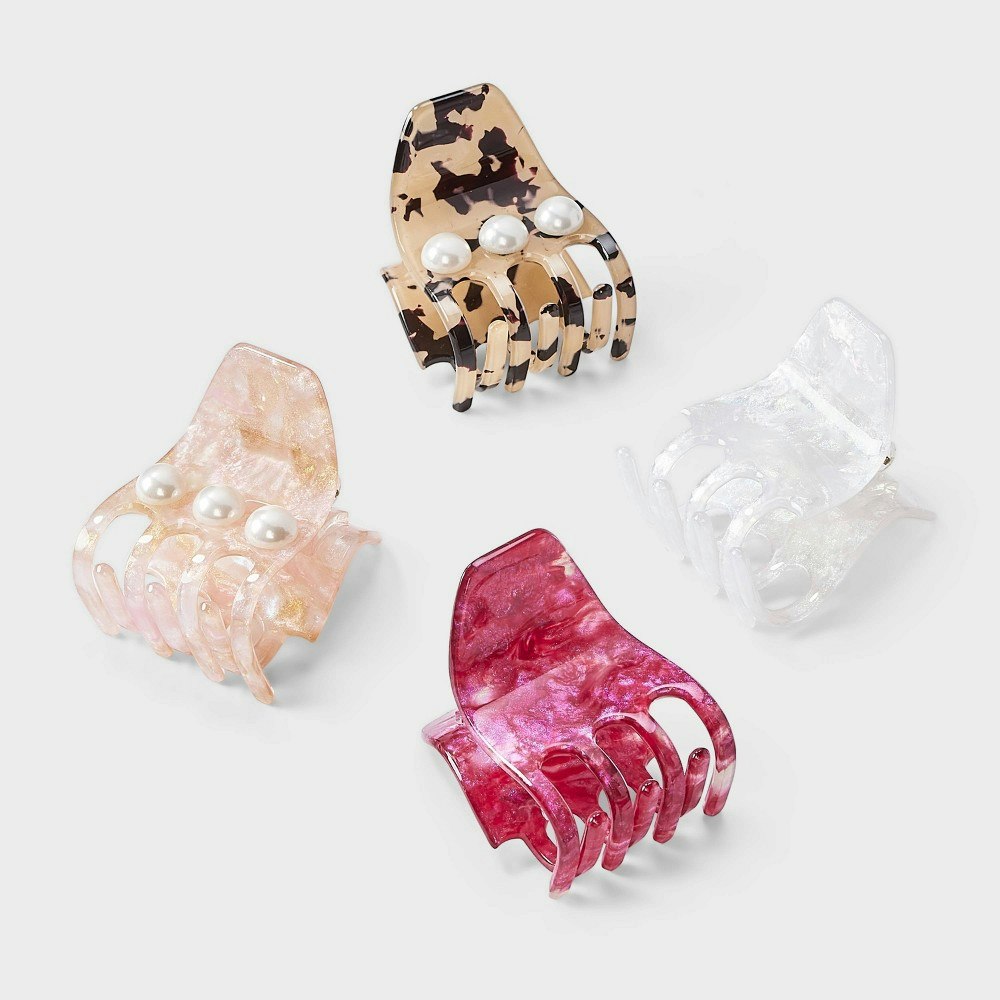 A New Day Pearl Embellished Claw Hair Clip 4-Pack: $10