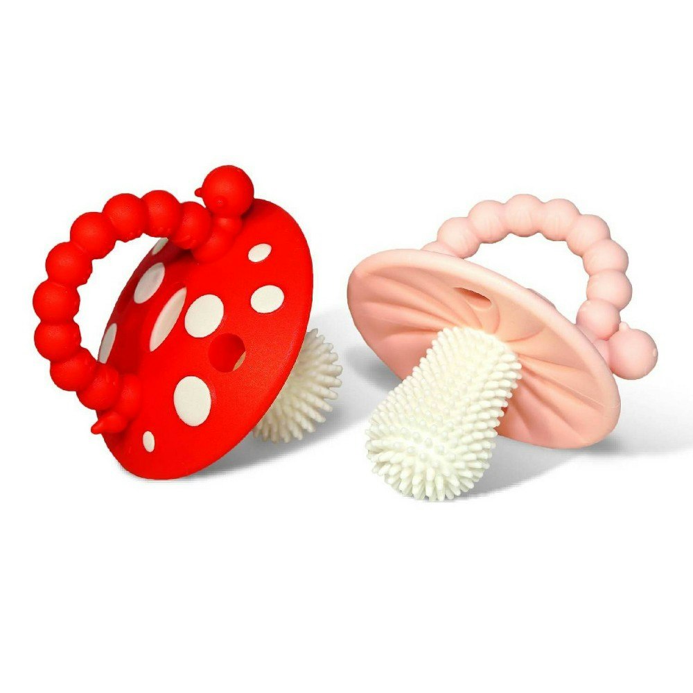 Razbaby Chompy Mushroom Teether Pacifier 2-Pack: $9.99 Razbaby Chompy Mushroom Teether Pacifier 2-Pack: $9.99