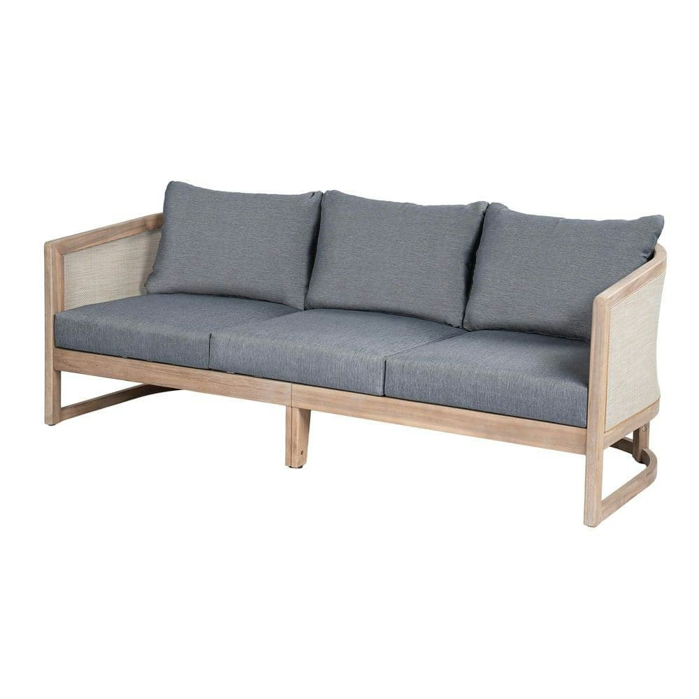 Bernie Modern Teak Finish Solid Wood 3-Seater Curved Outdoor Sofa: $733 Bernie Modern Teak Finish Solid Wood 3-Seater Curved Outdoor Sofa: $733