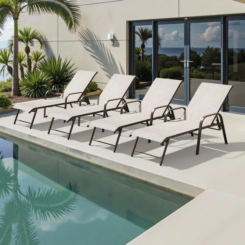 Outdoor Aluminum Chaise Lounge Chair 4-Pack: $483