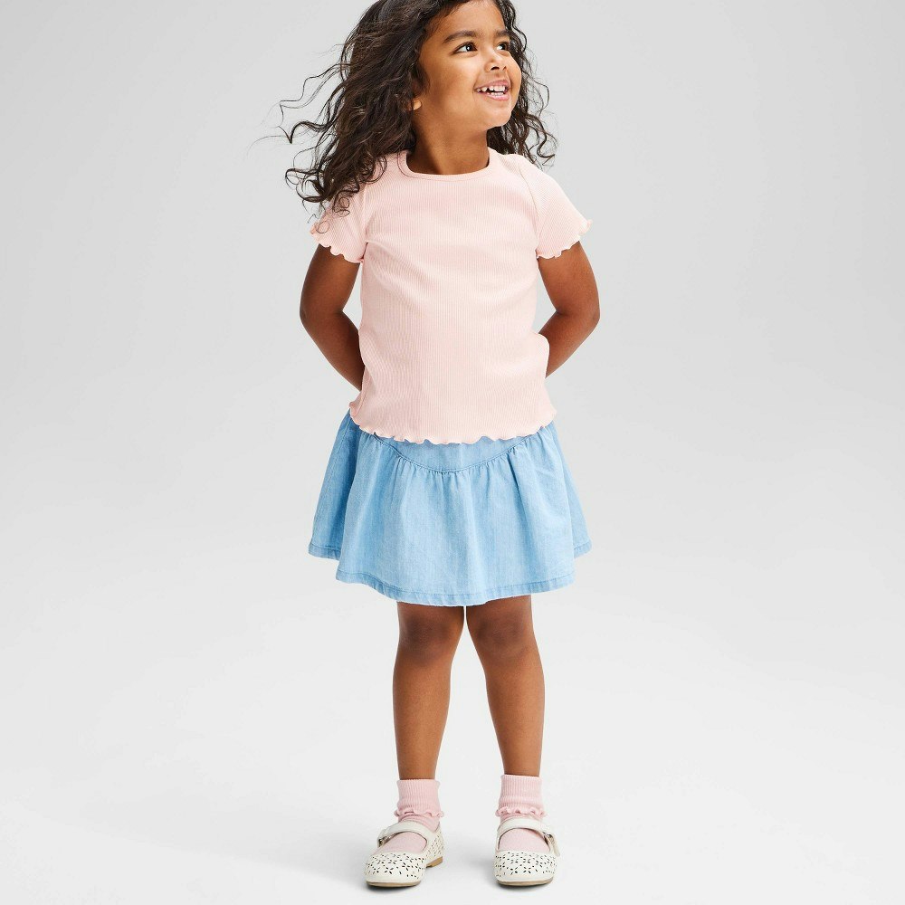 Cat & Jack Baby Girls' Solid Ribbed Scallop Hem T-Shirt 12M: $5 Cat & Jack Baby Girls' Solid Ribbed Scallop Hem T-Shirt 12M: $5
