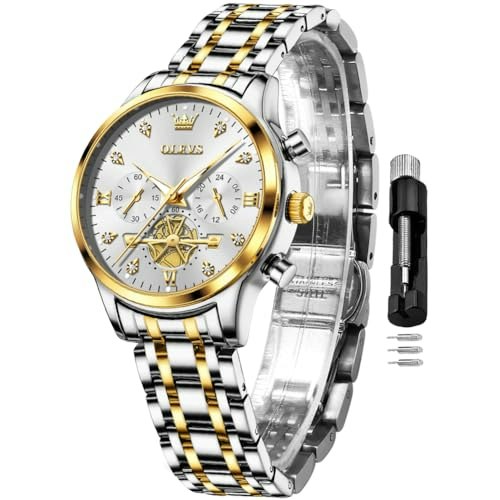OLEVS Women's Two-Tone Stainless Steel Date Watch: $34.22 OLEVS Women's Two-Tone Stainless Steel Date Watch: $34.22
