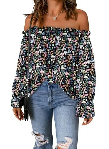 Spriolim Off-the-Shoulder Ruffle Blouse: $23.79 Spriolim Off-the-Shoulder Ruffle Blouse: $23.79