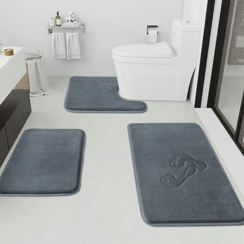 Huxmeyson 3-Piece Bathroom Rug Set: $21.24