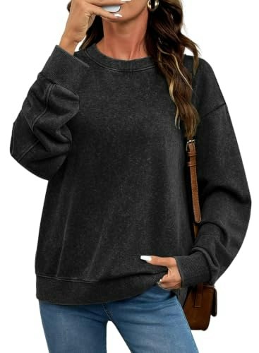 Shewin Women's Oversized Long Sleeve Pullover Sweatshirt: $19.98