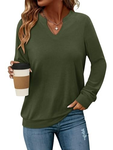 Angerella Women's V-Neck Long Sleeve Shirt: $18.98 Angerella Women's V-Neck Long Sleeve Shirt: $18.98