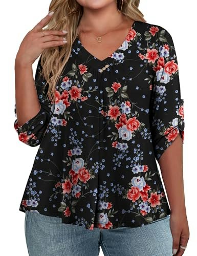 Folunsi Women's Plus Size 3/4 Sleeve Tunic Top 4X: $19.98 Folunsi Women's Plus Size 3/4 Sleeve Tunic Top 4X: $19.98