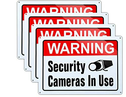 Security Cameras In Use Aluminum Warning Sign 4-Pack: $9.99 Security Cameras In Use Aluminum Warning Sign 4-Pack: $9.99