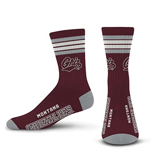 For Bare Feet NCAA Montana Grizzlies 4 Stripe Deuce Crew Socks: $16.16